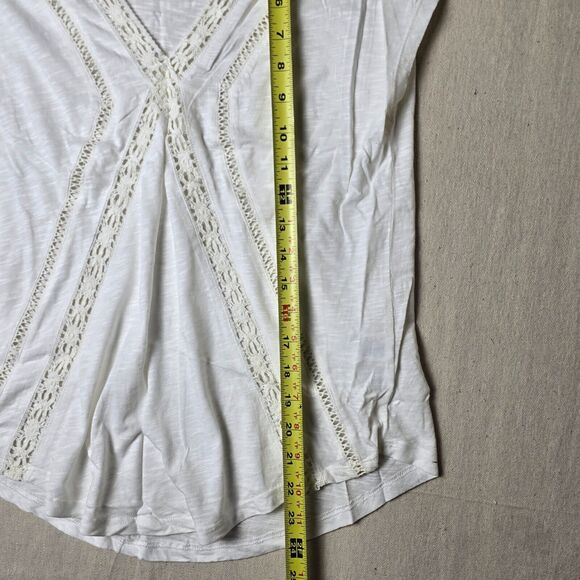 Caslon Sleeveless White Petite Blouse Lace‎ Knit Tee Top Size Small - Picture 4 of 8